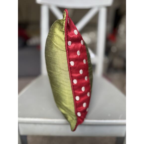 The Royal Standard Christmas Reindeer Pillow Holiday Decor Red Green Polka Dot - Picture 2 of 6